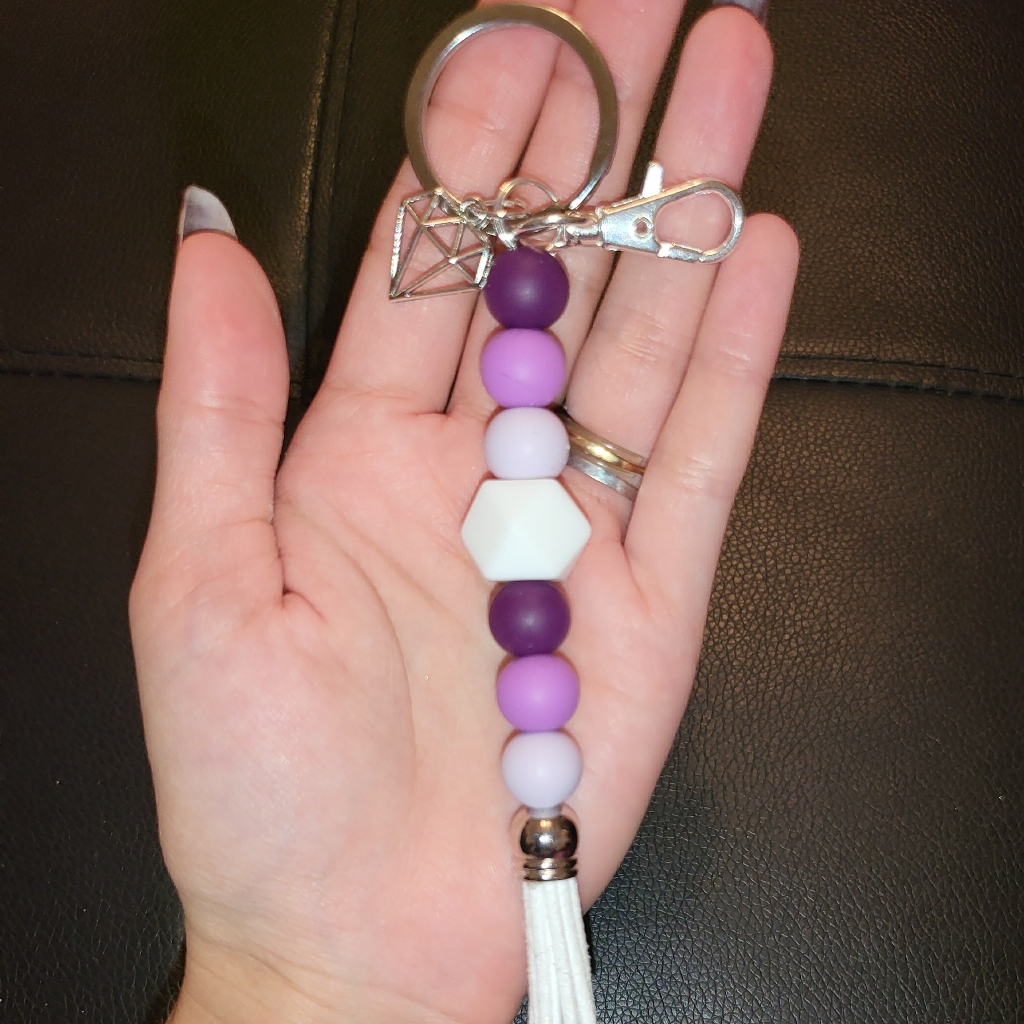 Purple  Sliver Tassel Keychain